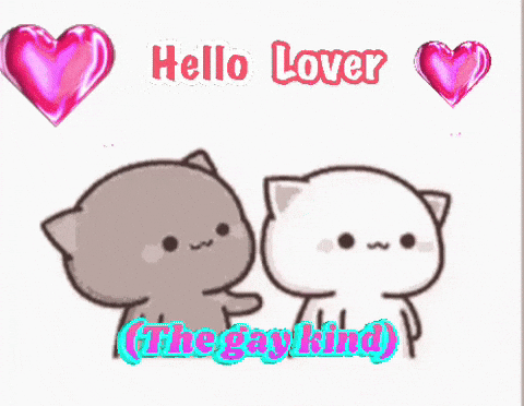 Cartoon Cats Hugging Hello Lover