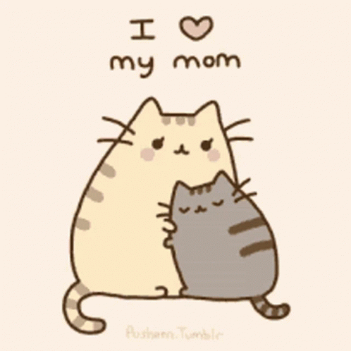 Cartoon Cats Hugging I Love My Mom