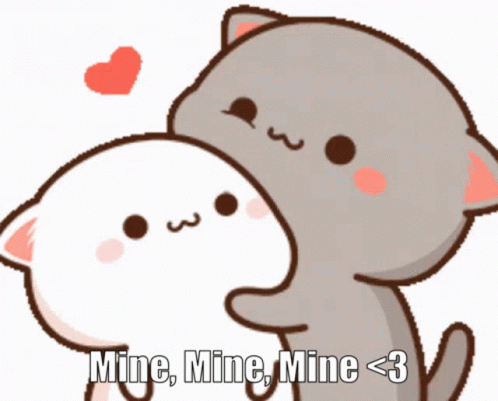 Cartoon Cats Hugging Mine Mine Mine