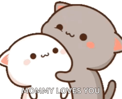 Cartoon Cats Hugging Mommy Loves You