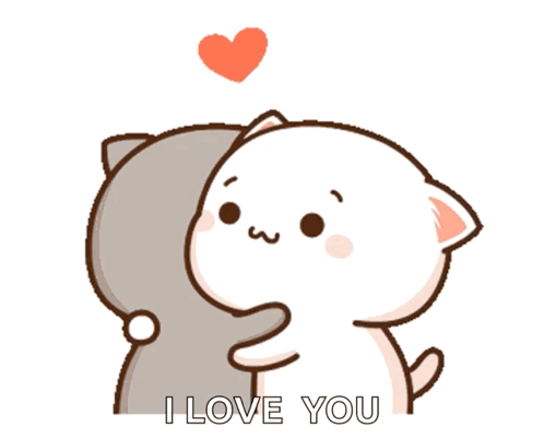 Cartoon Cats Hugging Saying I Love You