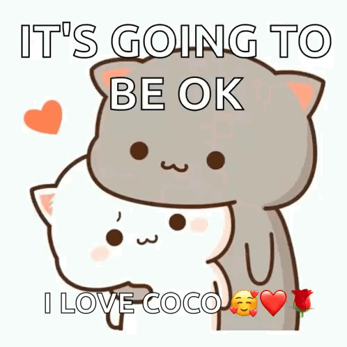 Cartoon Cats Hugging Saying Its Going to Be Okay