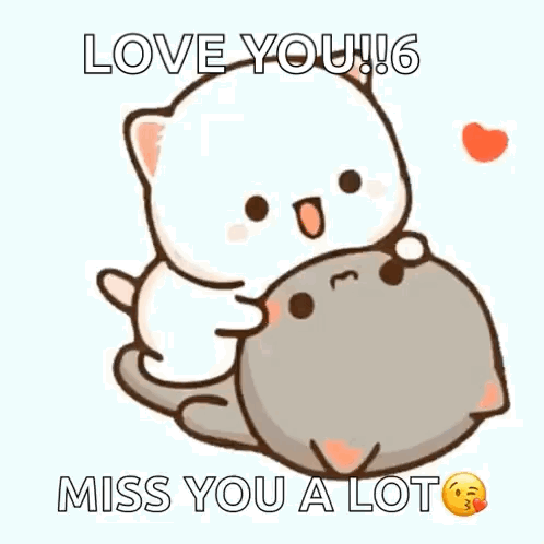 Cartoon Cats Hugging Saying Love You Miss You