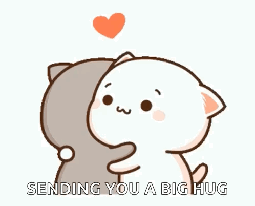 Cartoon Cats Hugging With Heart GIF