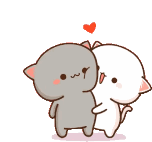 Cartoon Cats Hugging with Heart