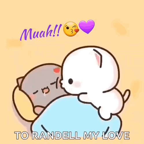 Cartoon Cats Hugging With Love Text