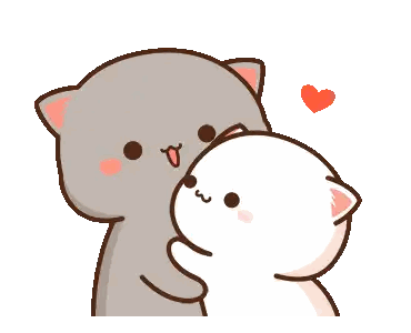 Cartoon Cats Hugging with Red Heart