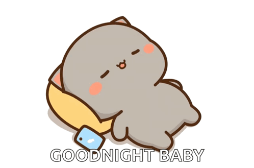 Cartoon Cats Laying on Bed Goodnight Baby