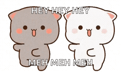 Cartoon Cats Saying Hey Meh
