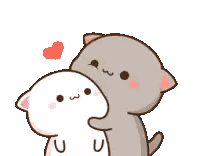 Cartoon Cats Standing Next to Heart
