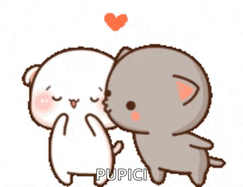 Cartoon Cats With Heart and Word Pupici