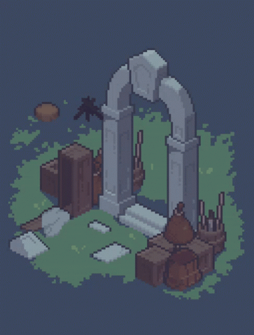 Cartoon Cemetery Portal Flickering GIF
