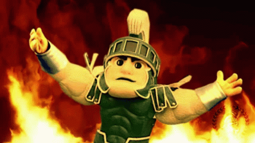 Cartoon Character Arms Outstretched Front Of Flames