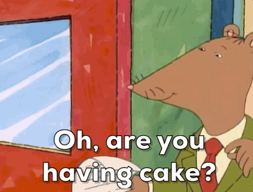 Cartoon Character Asking About Cake GIF