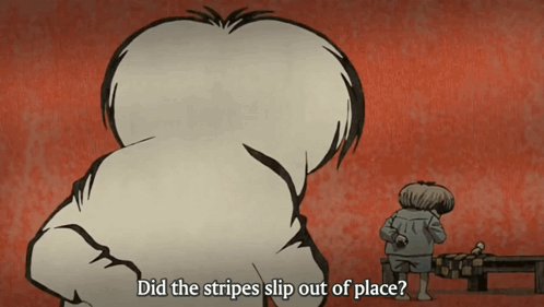 Cartoon Character Asking If Stripes Slid Out of Place