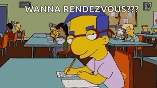 Cartoon Character at Desk Wanna Rendezvous