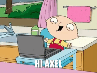 Cartoon Character At Laptop Saying Hi Axel GIF