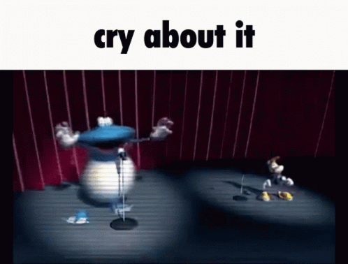 Cartoon Character at Microphone Cry About It