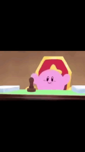 Cartoon Character at Table Holding Paper