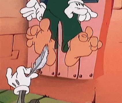 Cartoon Character Being Tickled With Feather GIF