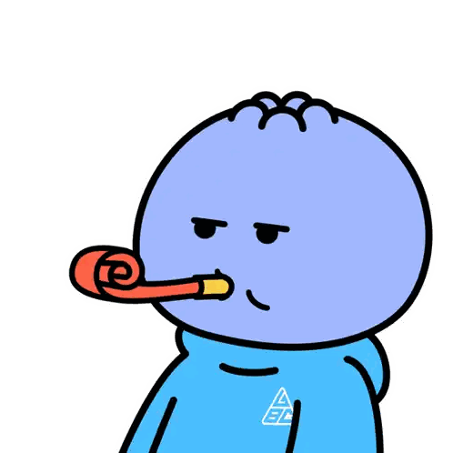 Cartoon Character Blowing Party Horn