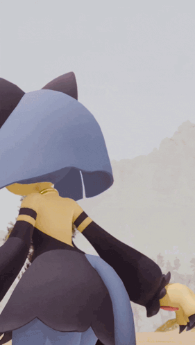 Cartoon Character Blue Cape Black Sleeves