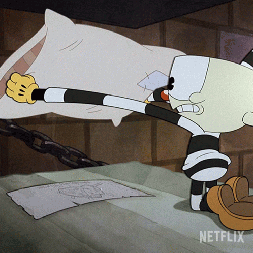 Cartoon Character Chained To Bed With Netflix GIF