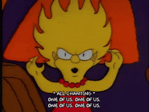 Cartoon Character Chanting One Of Us GIF