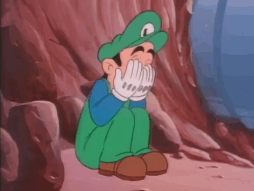 Cartoon Character Covering Mouth Sitting On Rock GIF