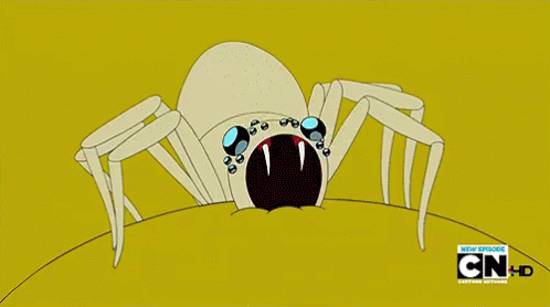 Cartoon Character Crawling in Front of Red Couch With CN
