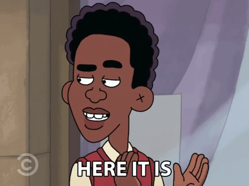 Cartoon Character Cross Forehead Says Here It Is