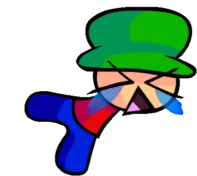 Cartoon Character Crying in Green Top Hat and Blue Pants