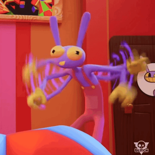 Cartoon Character Dancing by Toy Glitch Sign