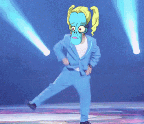 Cartoon Character Dancing in Blue