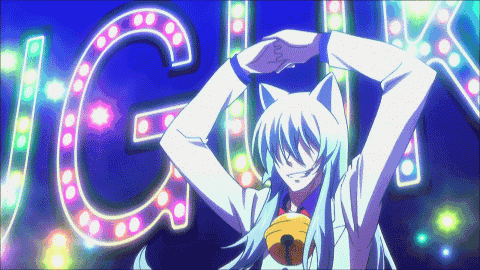 Cartoon Character Dancing In Front Of Neon Igk Sign GIF