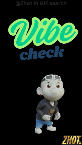 Cartoon Character Dancing in Front of Vibe Check Logo
