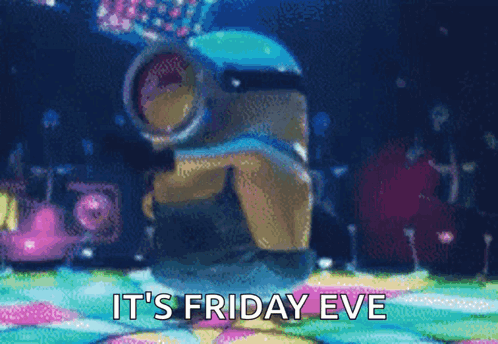 Cartoon Character Dancing on Dance Floor It's Friday Eve
