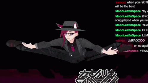 Cartoon Character Doing Split in Front of Tripletsuchinoko Sign