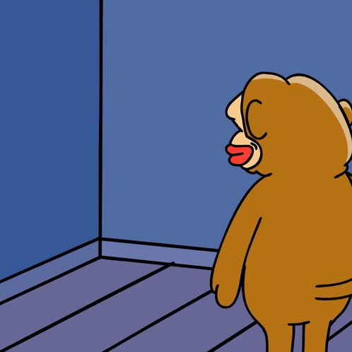 Cartoon Character Dressed as Monkey With Red Mouth