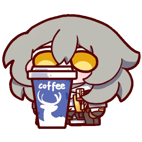 Cartoon Character Drinking Coffee with Deer