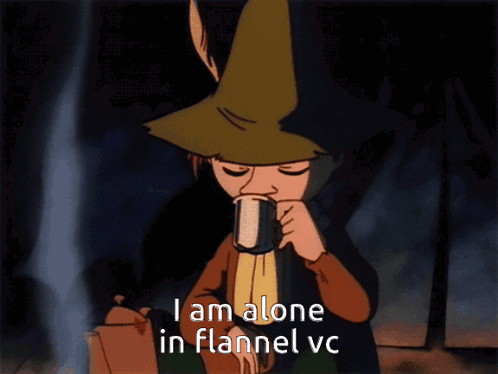 Cartoon Character Drinking I Am Alone in Flannel vc