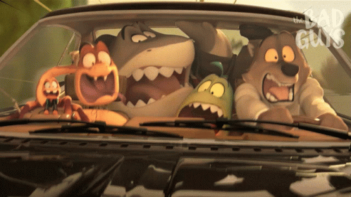 Cartoon Character Driving Car With Checkered Banner