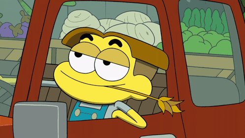 Cartoon Character Driving Red Truck