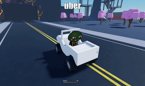 Cartoon Character Driving Uber Jeep