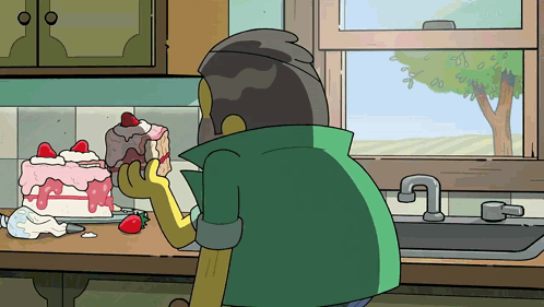 Cartoon Character Eating Cake GIF