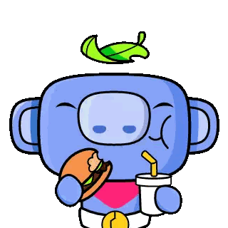 Cartoon Character Eating Hamburger Drinking Cup