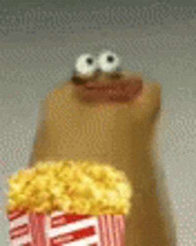 Cartoon Character Eating Popcorn and Donut