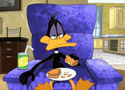 Cartoon Character Eating Sandwich Drinking Lemonade GIF