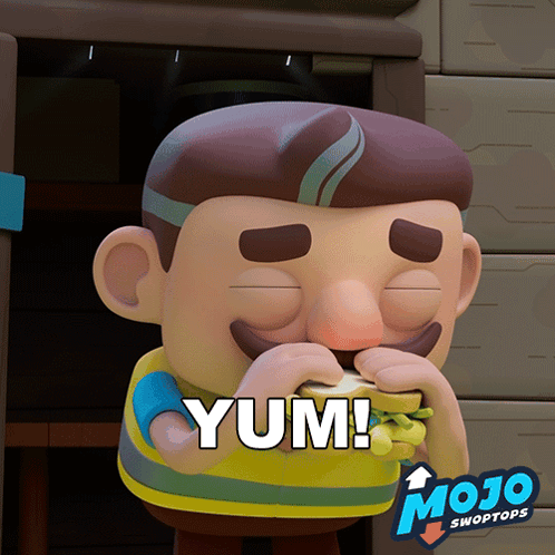 Cartoon Character Eating Sandwich Yum