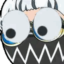 Cartoon Character Face With Big Eyes and Shark Mouth